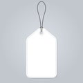 Price tag blank. White hanging empty label with rope. Vector illustration Royalty Free Stock Photo